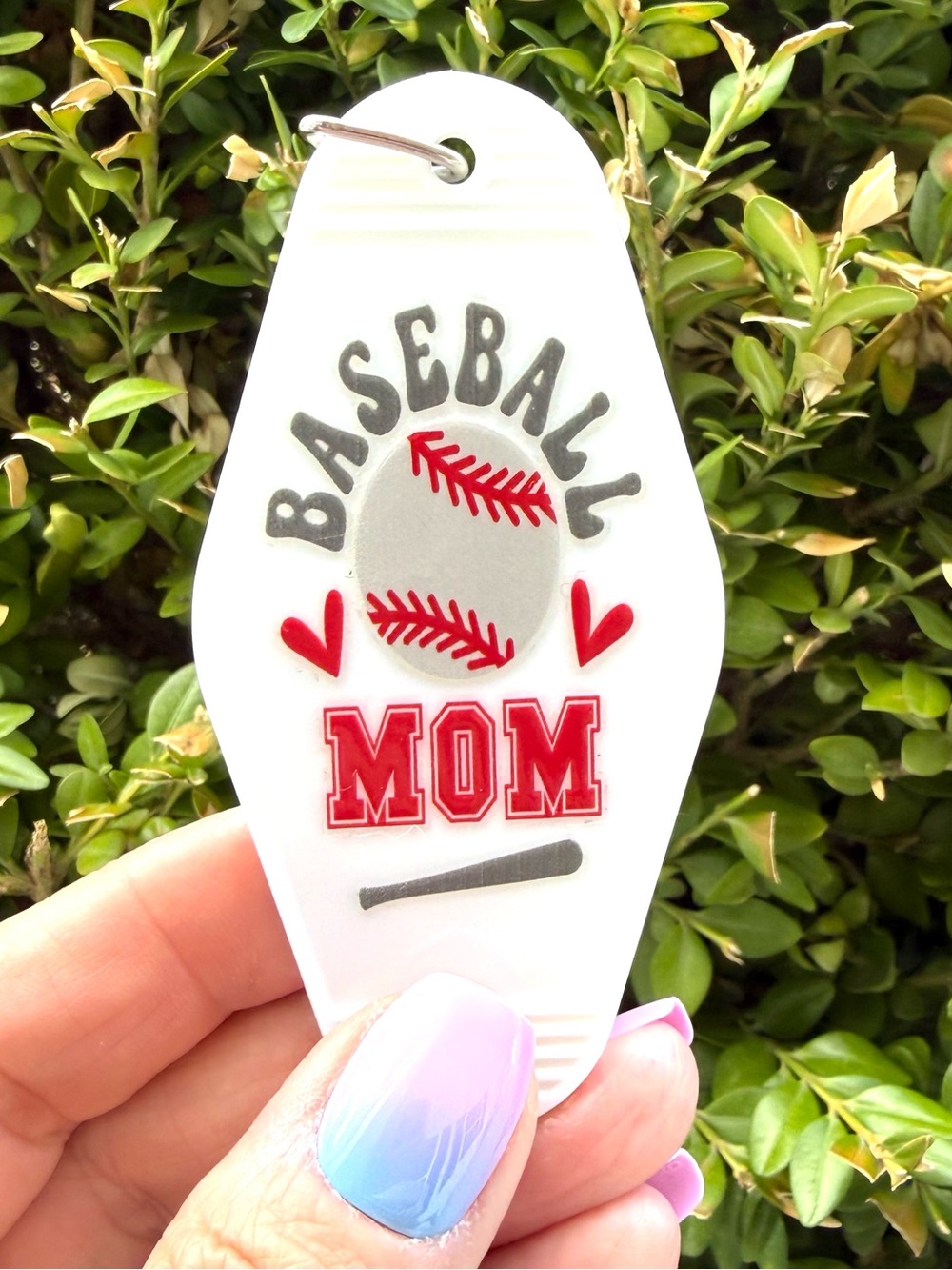 Vintage style motel key 3.5” keychain  baseball mom gift idea